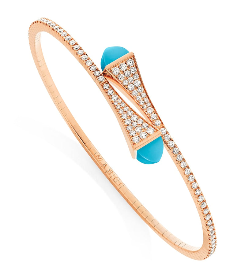 Marli New York Cleo slip-on bracelet with diamonds and turquoise - British product