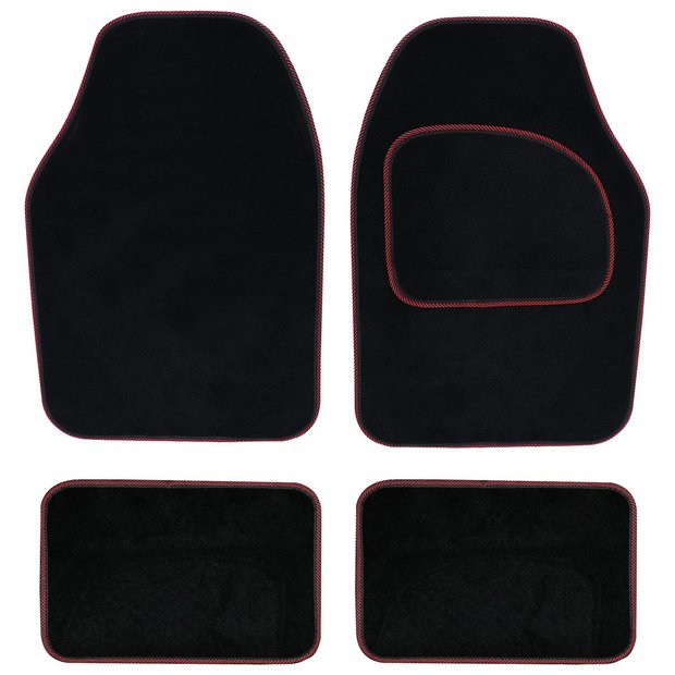 Streetwize carpet car mats black with red trim - British product