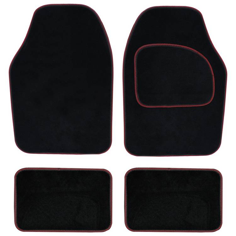 Streetwize carpet car mats black with red trim - British product