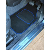 Streetwize set of 4 carpet car mats black blue trim, UK version
