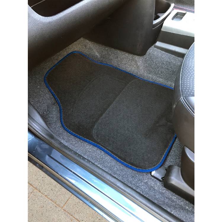 Streetwize set of 4 carpet car mats black blue trim, UK version