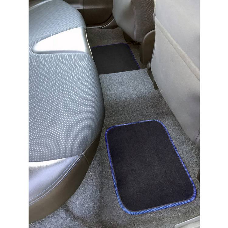 Streetwize set of 4 carpet car mats black blue trim, UK version