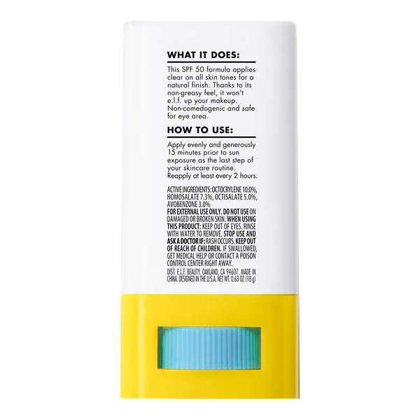 e.l.f. face sunscreen stick - British product