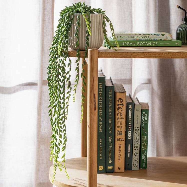Habitat artificial green succulent in cream ceramic pot H56cm, UK version