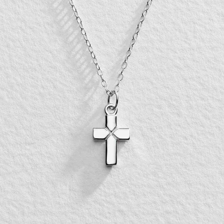 Revere silver mini cross pendant necklace 16 inch chain - British product