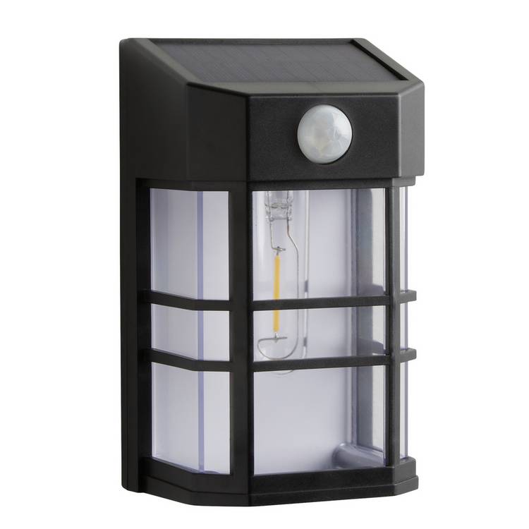 Solar sensor wall light black plastic 100 lumens, UK version
