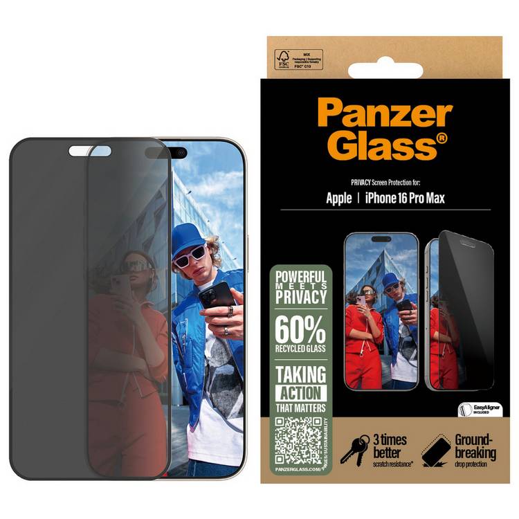PanzerGlass privacy screen protector iPhone 16 Pro Max, imported from the UK