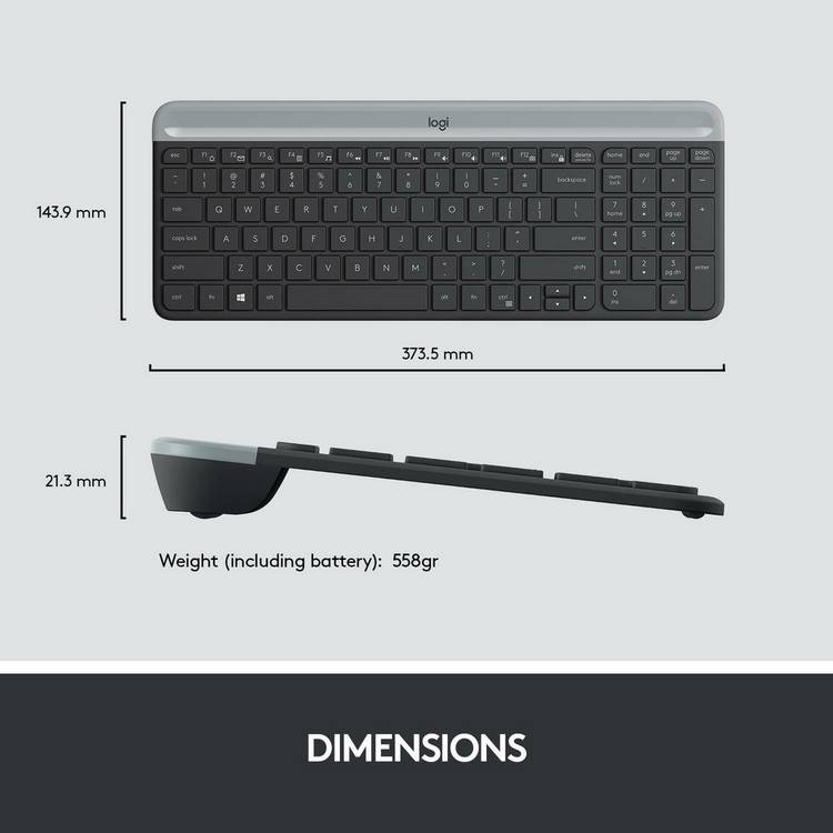 Logitech MK470 slim wireless keyboard and mouse combo, imported from the UK