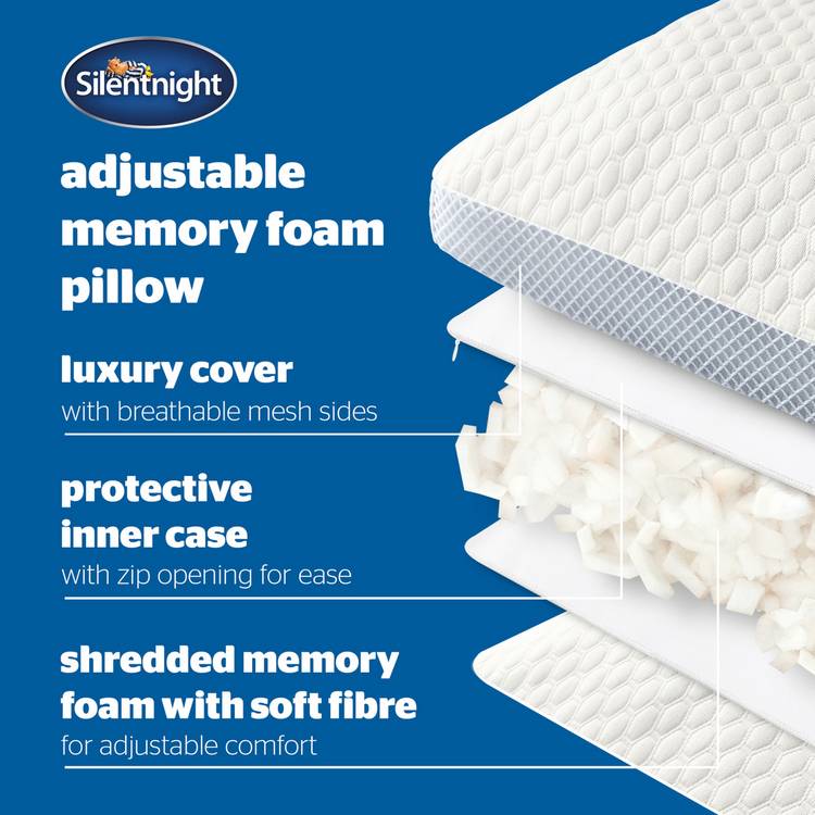 Silentnight adjustable memory foam pillow, UK version