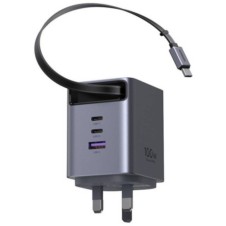 UGREEN Nexode Pro 100W charger with retractable USB-C cable, UK version