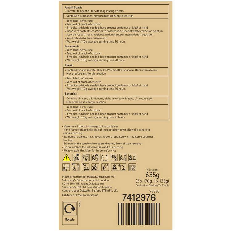 Habitat Destinations mixed scent candle set - British product