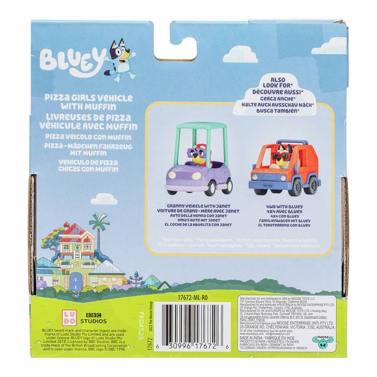 Bluey toy car playset with Muffin figure - British product