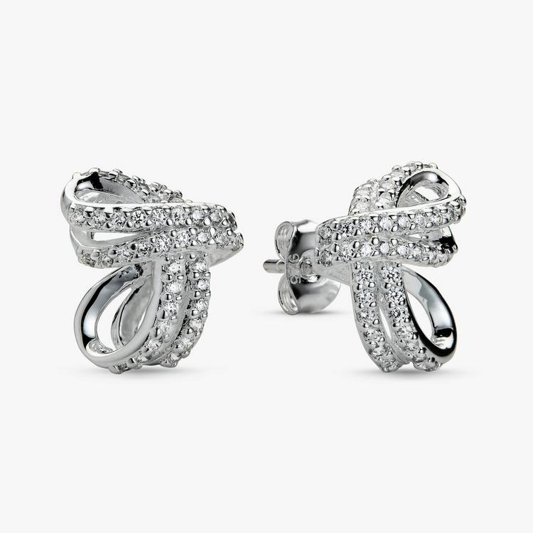 Revere double knot stud earrings with cubic zirconia (British brand)