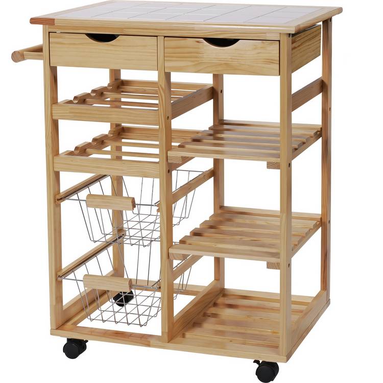 Argos Home pine tile top kitchen trolley (British brand)