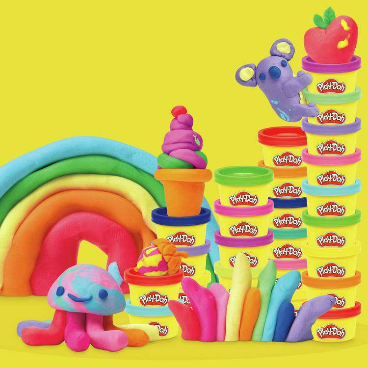 Play-Doh modeling compound set Rainbow Favors 50 tubs, UK version