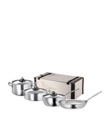 Harrods 4-Piece Tri-Ply Clad Stainless Steel Cookware Set with Hand-Hammered Finish- Buy online at McGrocer