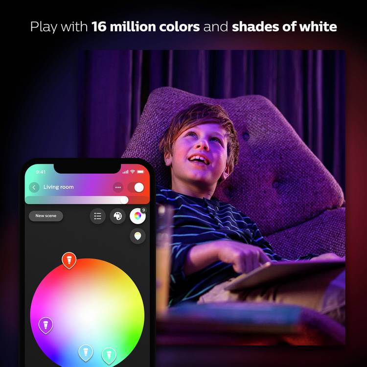 Philips Hue E27 smart LED bulb twin pack with bridge, UK version
