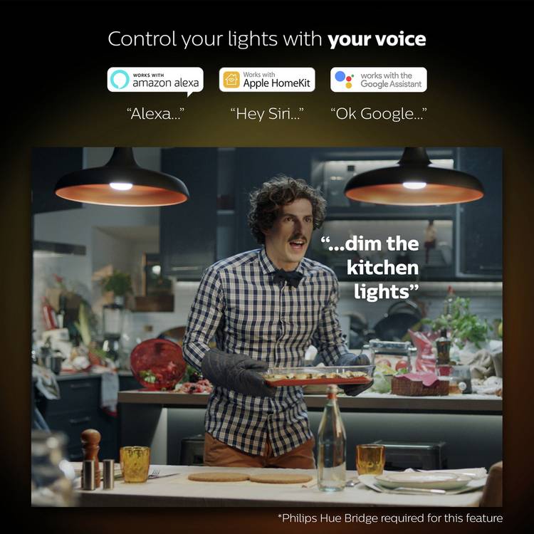 Philips Hue E27 smart LED bulb twin pack with bridge, UK version