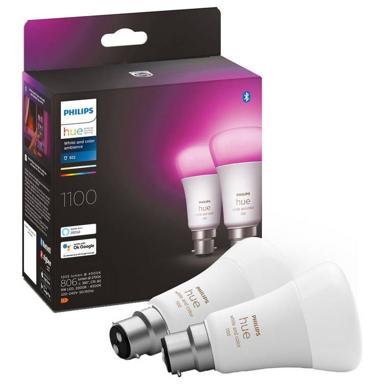 Philips Hue White and Colour smart bulbs 2 pack, UK version