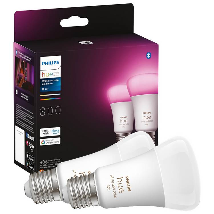 Philips Hue smart LED bulbs 2-pack E27 9W, imported from the UK