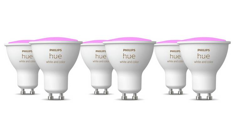 Philips Hue smart light bulbs GU10 pack of 6 (British brand)