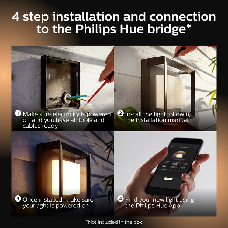 Philips Hue Econic outdoor wall light black, imported from the UK