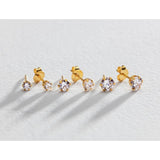 Revere gold plated stud earrings set of 3 pairs, imported from the UK