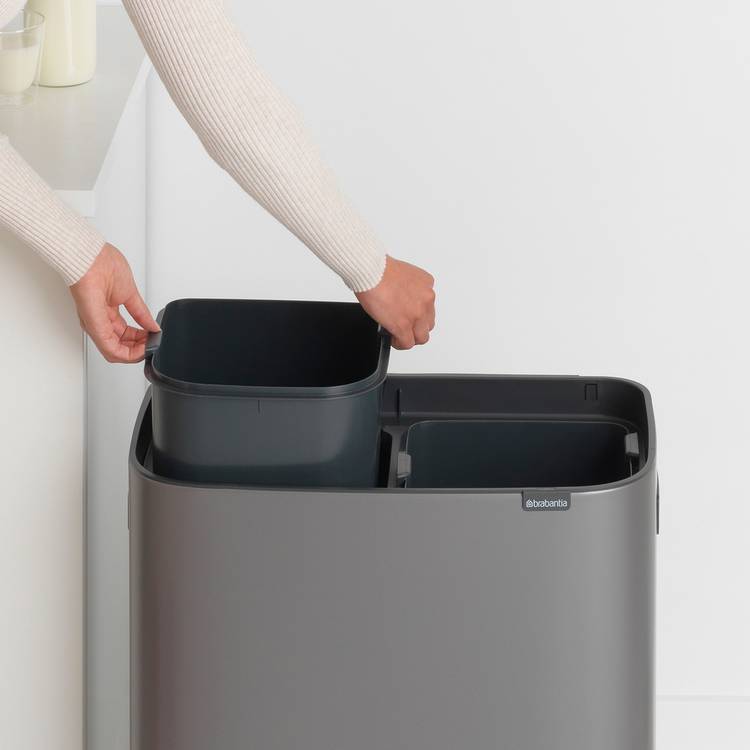 Brabantia Touch Top Bin double-compartment 60L, UK version