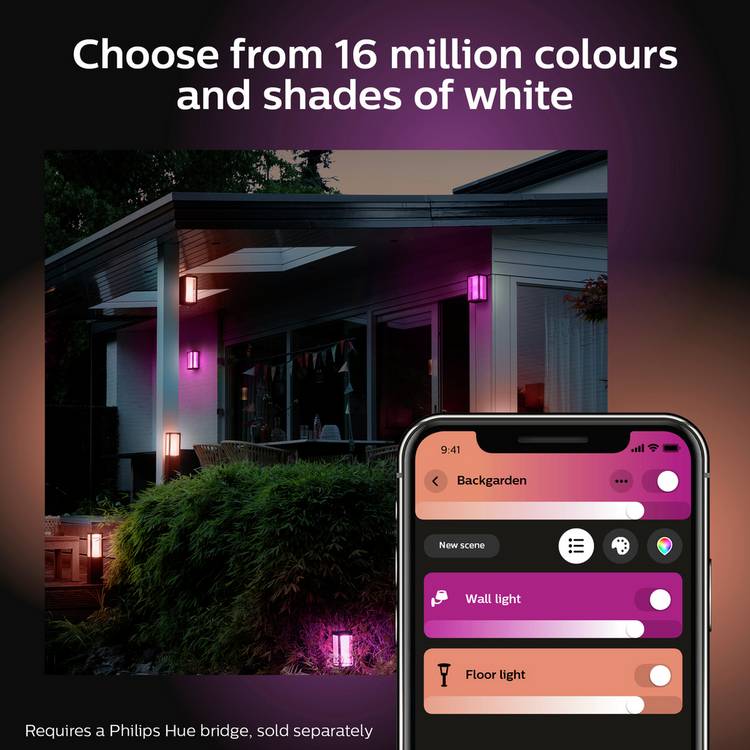 Philips Hue Impress small outdoor wall light black - British product