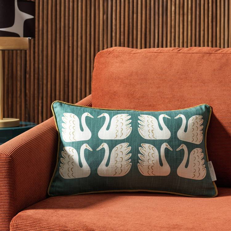 Habitat x Scion swim swam swan cushion green 30x50cm (British brand)