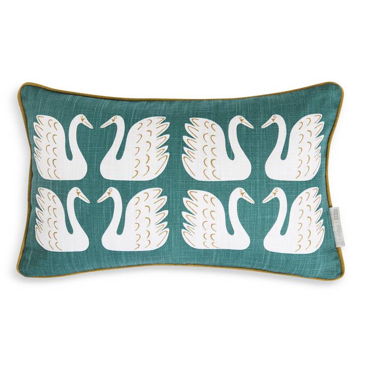 Habitat x Scion swim swam swan cushion green 30x50cm (British brand)