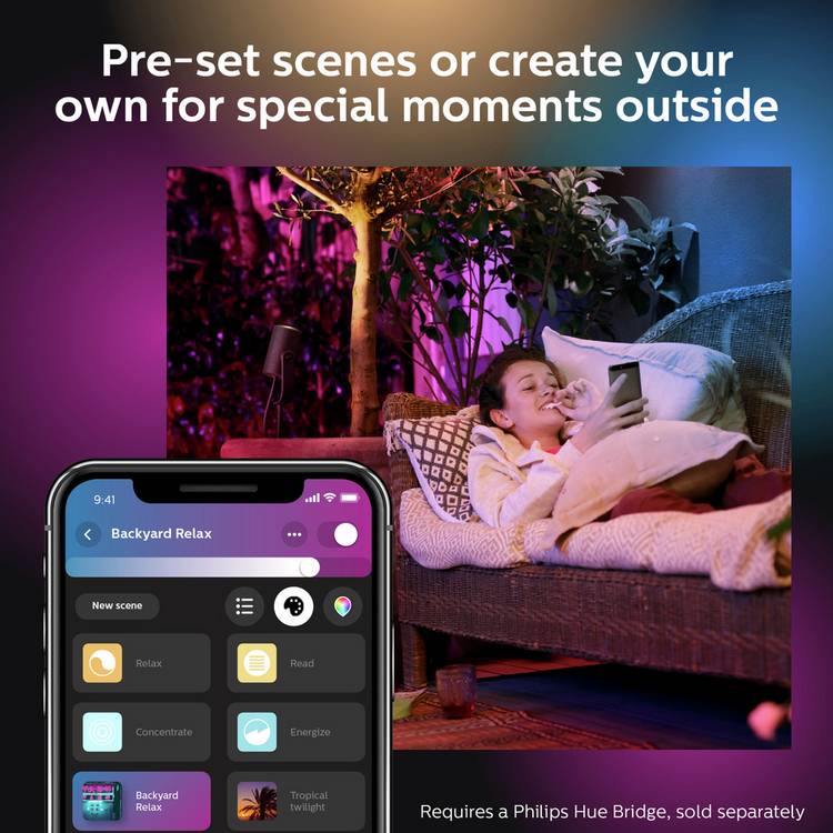 Philips Hue Lily outdoor spotlight base kit, imported from the UK