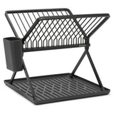 Brabantia foldable plastic dish rack dark grey with drip tray, UK version