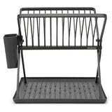 Brabantia foldable plastic dish rack dark grey with drip tray, UK version