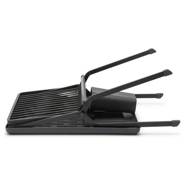 Brabantia foldable plastic dish rack dark grey with drip tray, UK version