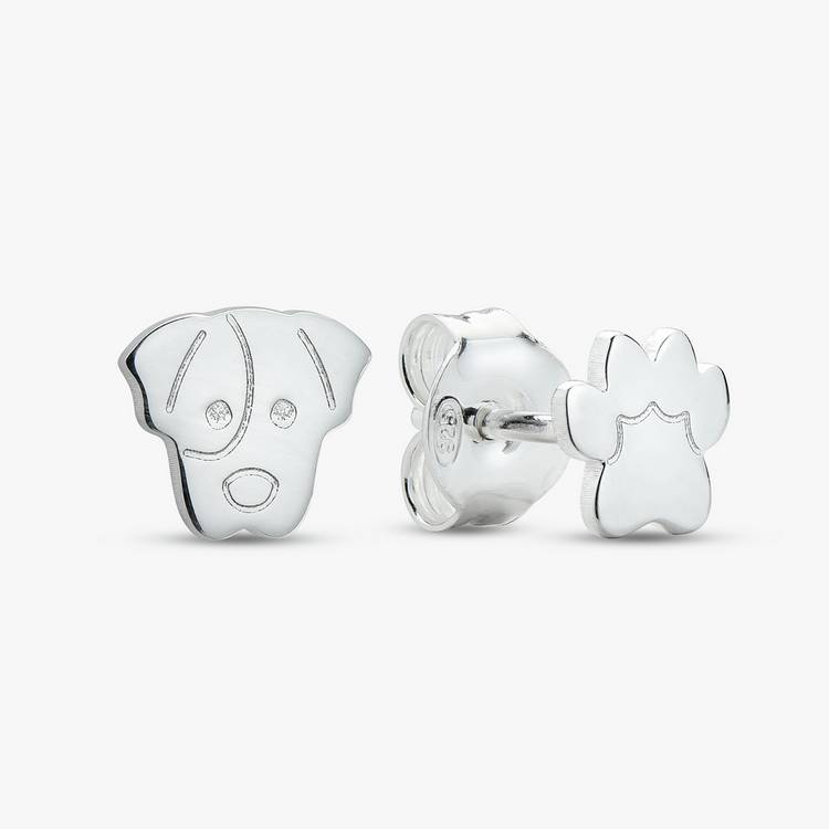 Revere sterling silver dog face paw stud earrings, imported from the UK