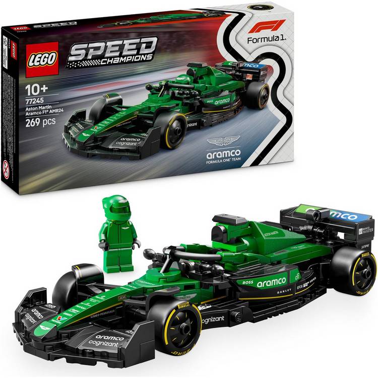 LEGO Aston Martin F1 AMR24 race car toy, imported from the UK