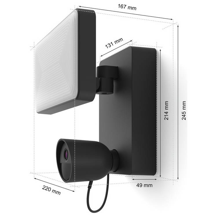 Philips Hue wired floodlight security camera black (British brand)