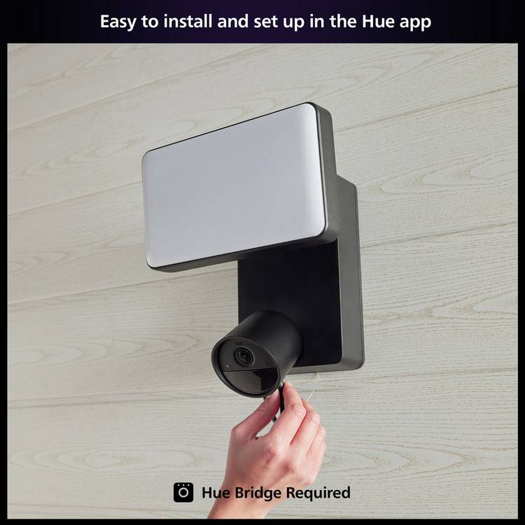 Philips Hue wired floodlight security camera black (British brand)