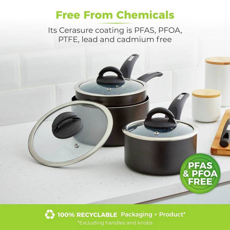 Tower Cerasure 3pc saucepan set (British brand)