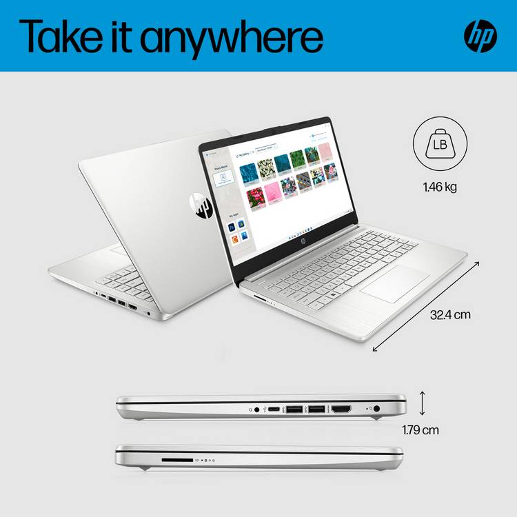 HP 14s laptop 14in silver - British product
