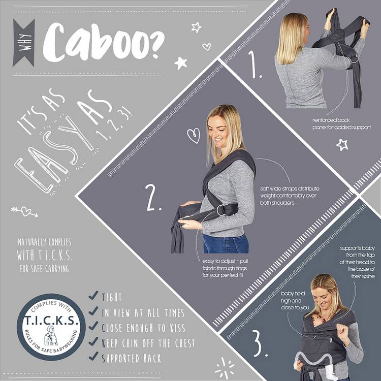 Caboo organic cotton baby carrier sling for newborns (British brand)