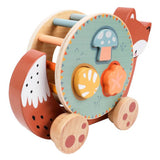 Chad Valley wooden pull along toy with shape sorting blocks, UK version