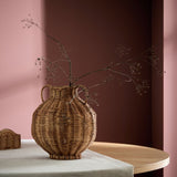 Habitat rattan vase with handles 28cm (British brand)