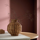 Habitat rattan vase with handles 28cm (British brand)