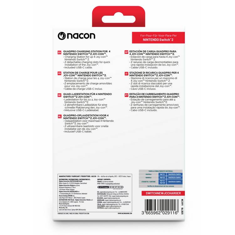 Nacon QuadCharging Station for Joy-Con Nintendo Switch 2, UK version