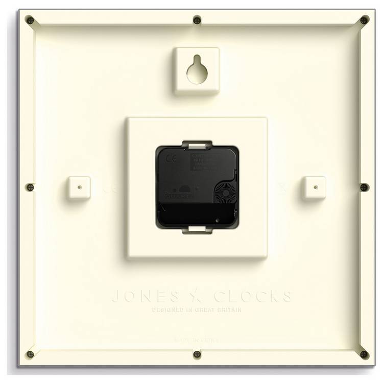 Jones Clocks square wall clock black railway dial 25cm (British brand)