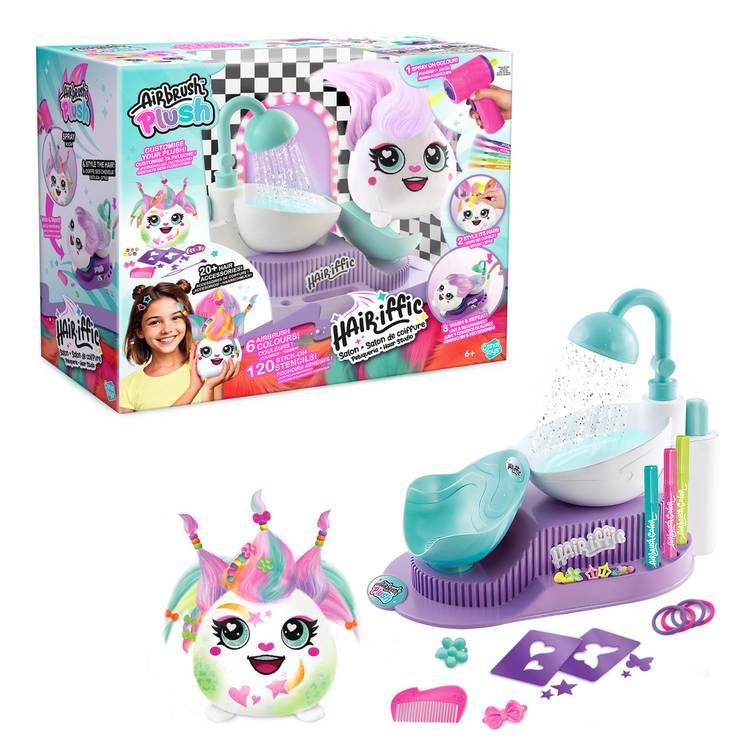 Airbrush Plush Hair'iffic Salon toy with airbrush and accessories, UK version