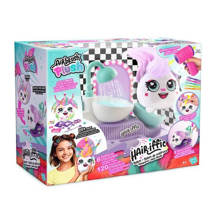 Airbrush Plush Hair'iffic Salon toy with airbrush and accessories, UK version