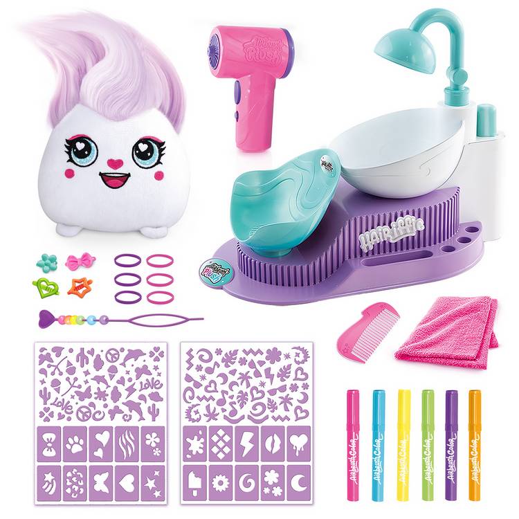 Airbrush Plush Hair'iffic Salon toy with airbrush and accessories, UK version